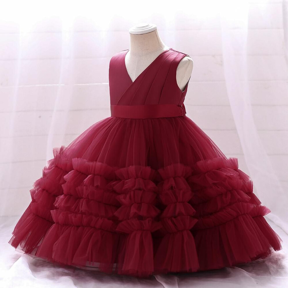 (red, 5 Years) European & American Infant Girls' Multi-layer Tutu Dress – 1st Birthday Princess Skirt