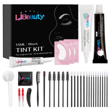 Libeauty Wimpernfarbe Kit Schwarz Augenbrauen Kit Voluminöse Färbung mit Werkzeugen