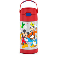 THERMOS FUNTAINER Wasserflasche mit Strohhalm, 12 Unzen, Mickey Mouse, vakuumisolierte Wasserflasche mit Deckel f r Kinder aus Edelstahl
