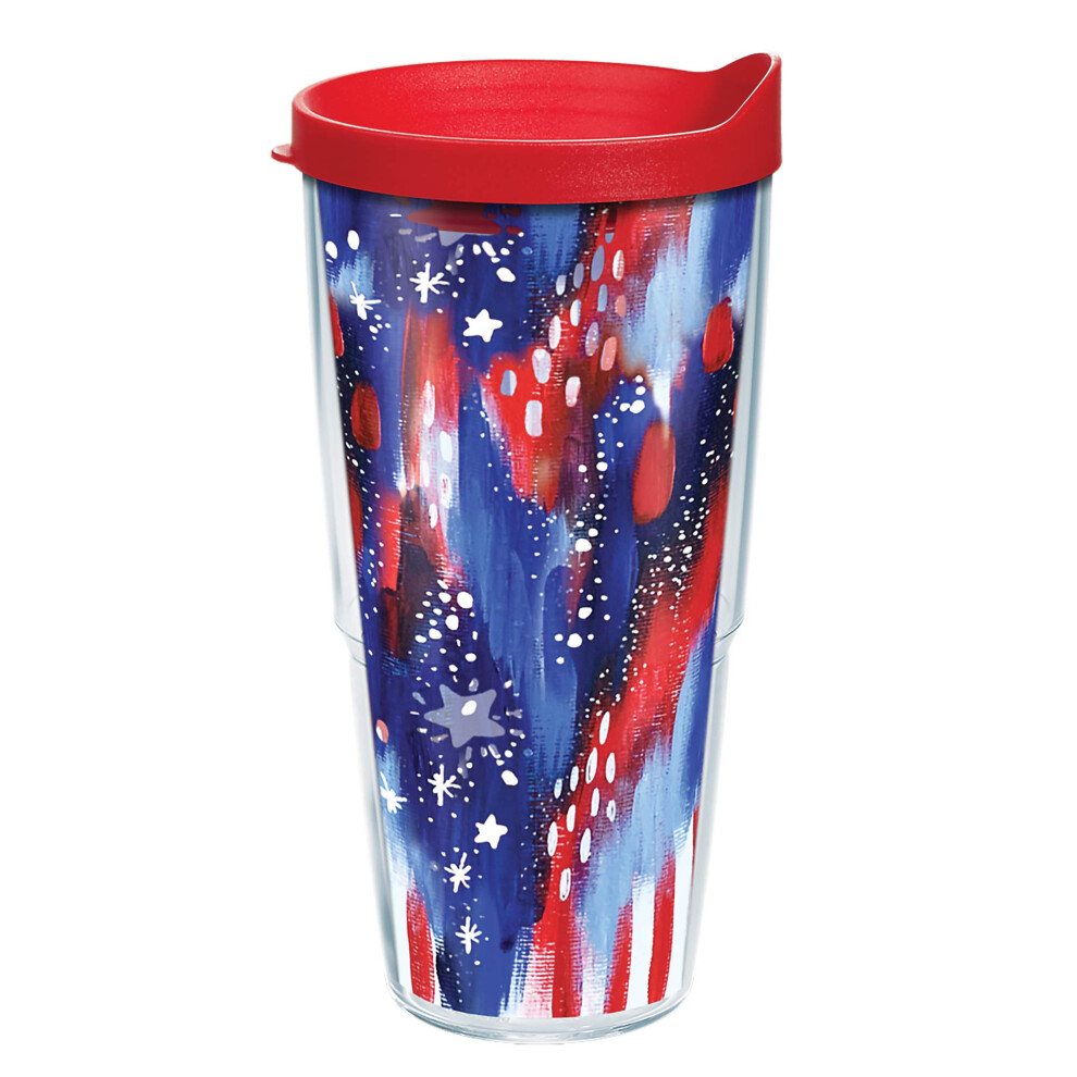 Tervis Ettavee Americana Stars, Hergestellt In Den Usa, Doppelwandiger Isolierbecher, H Lt Getr Nke Kalt Und Hei , 24 Oz, Transparent-image