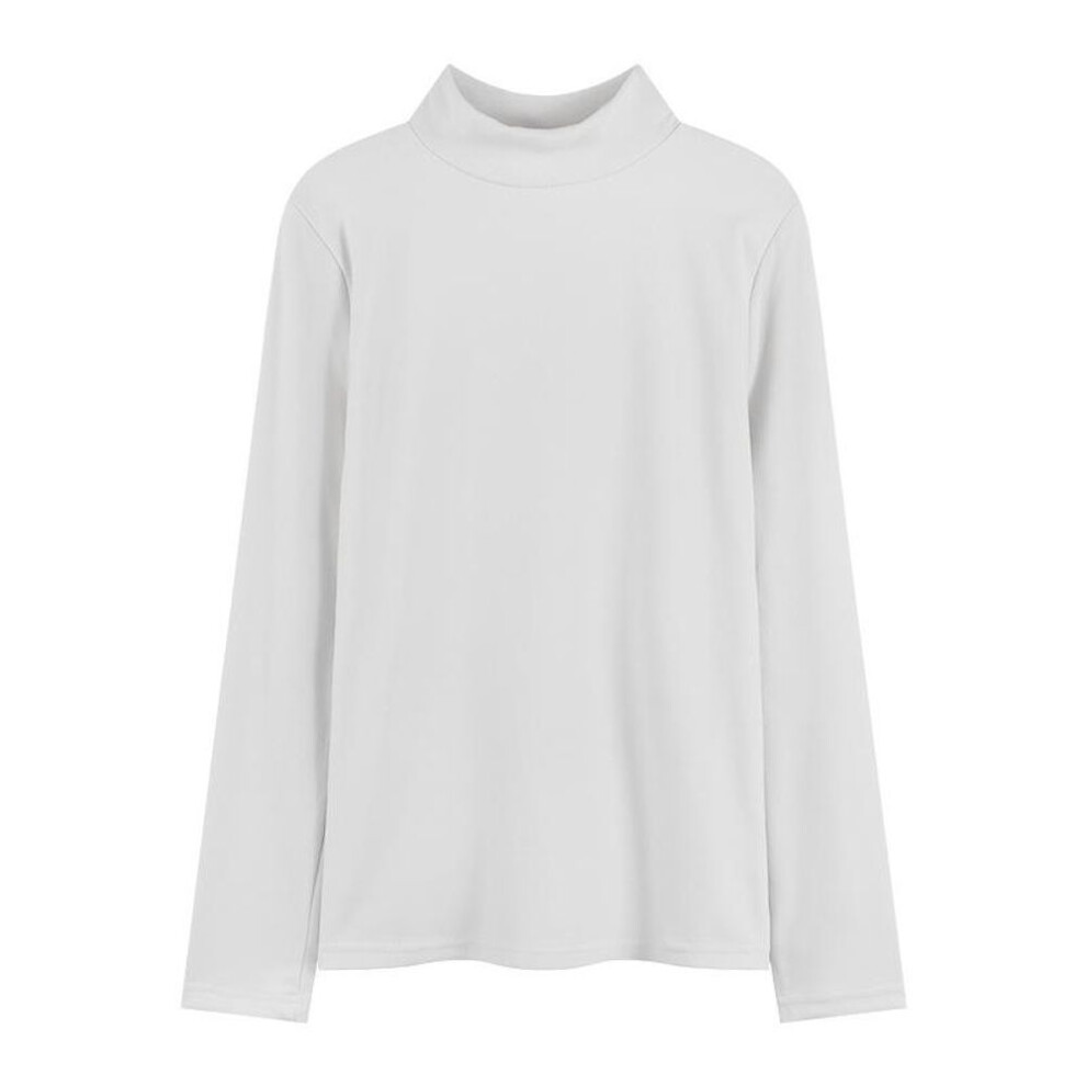 (white, Medium) Women's 2024 Autumn Chic German Velvet Half Turtleneck Long-sleeve White Shirt