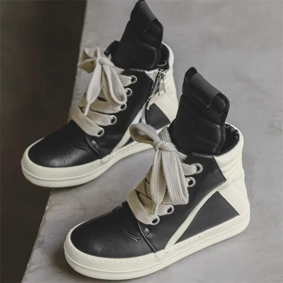 (black, 44) "RO High-Top Retro Motorcycle Boots - Men's Versatile Autumn/Winter Casual Sports Footwear X168