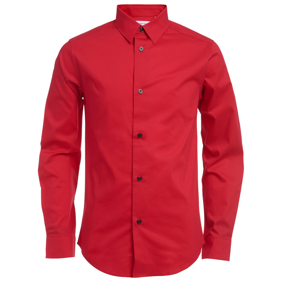 Calvin Klein Boys' Long Sleeve Slim Fit Dress Shirt  Button-down Style