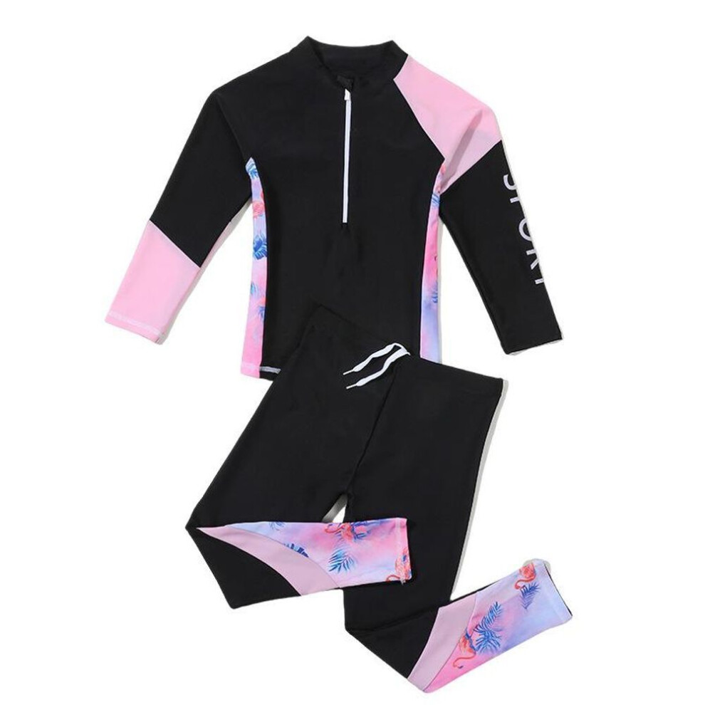 (black, 3XL) "2025 Sun Protective Long-Sleeve Girls' Swimsuit for Teens and Children