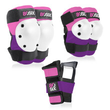 80Six Kinder-Multisport-Pad-Set mit Handgelenkschtzern, Ellbogenschtzern und Knieschtzern, Rosa, Lila, Mittel/Gro  ab 14 Jahren