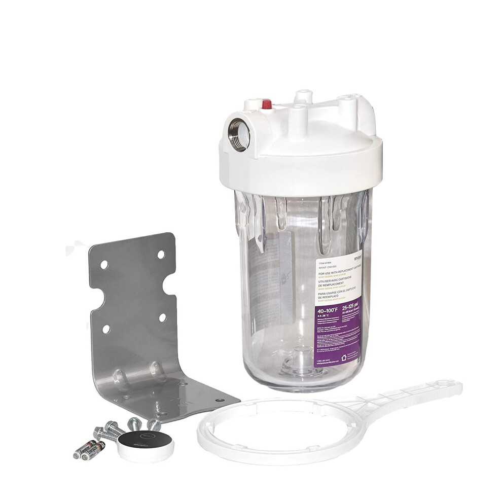 Whirlpool Large Capacity 10 x 4.5 Whole House Water Filter System WHKF-DWHBB 1 Port NSF Certified Reduces Sediment Sand Soil Silt Rust Includes Filter