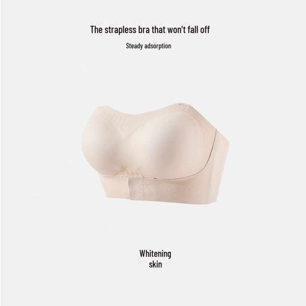 (nude, 2XL (140-160 jin, cup 90BCD)) "Seamless Adjustable Strapless Bra for Large Busts: Non-Slip, Gathered Tube Top with Beautiful Back Design
