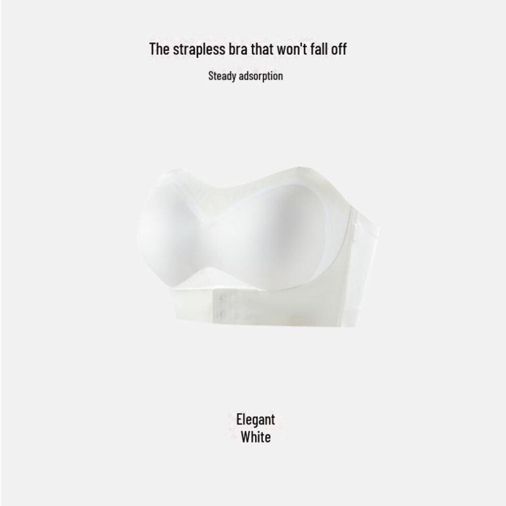 (white, 2XL (140-160 jin, cup 90BCD)) "seamless Adjustable Strapless Bra For Large Busts: Non-slip, Gathered Tube Top With Beautiful Back Design