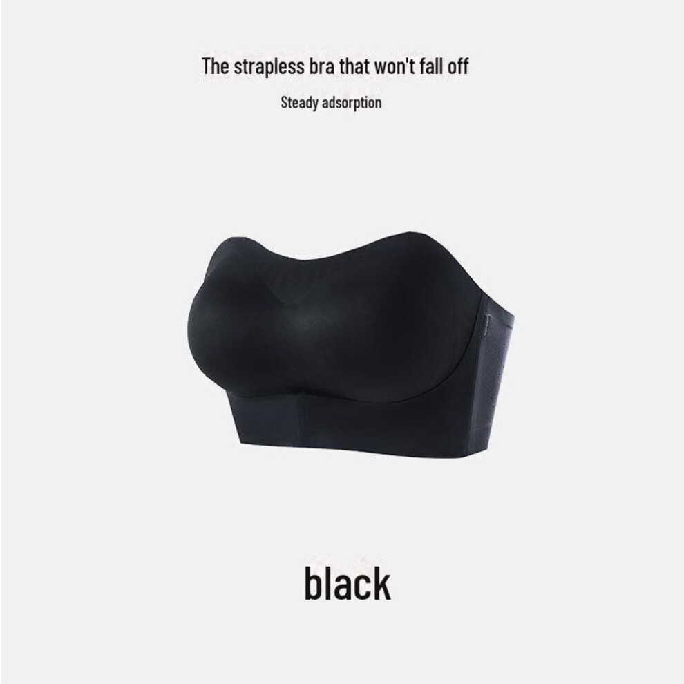 (black, 5XL (210-255 jin, cup 105BCD)) "seamless Adjustable Strapless Bra For Large Busts: Non-slip, Gathered Tube Top With Beautiful Back Design