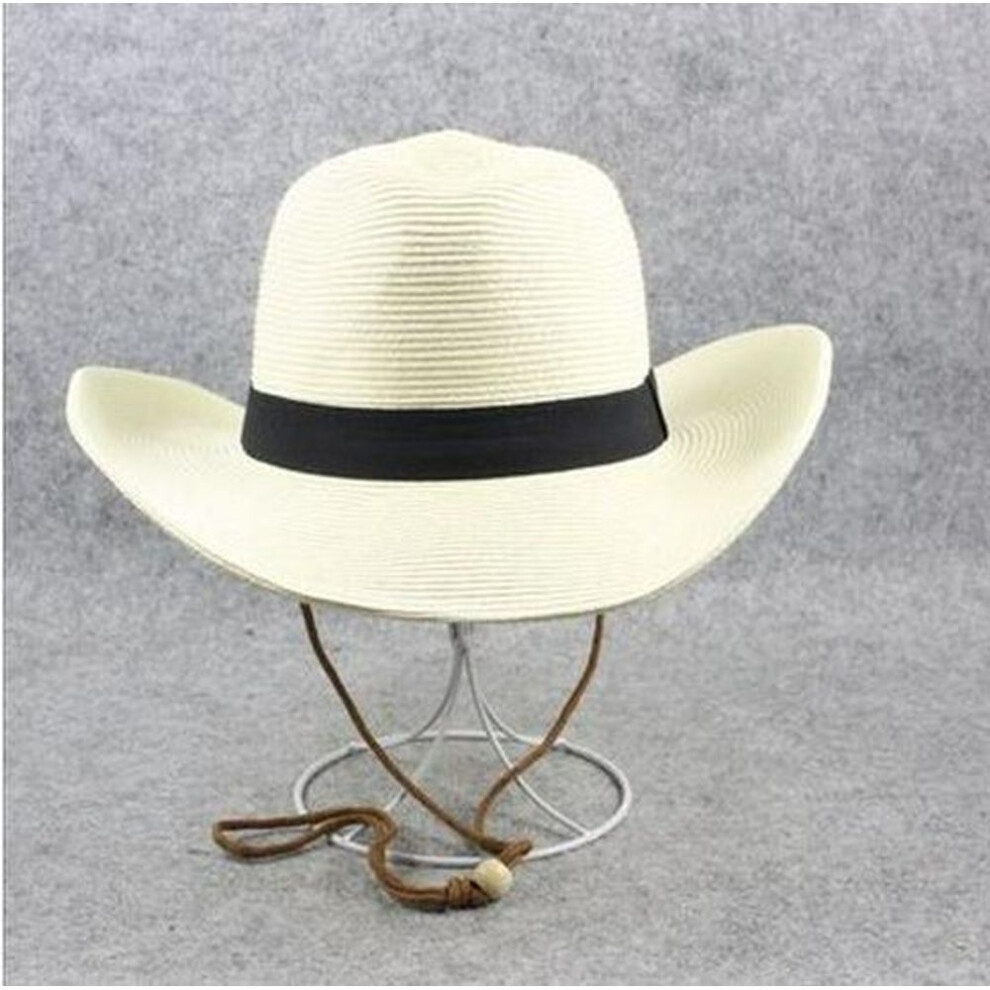 (ivory,white, XXXL 62cm) "men's Large Brim Foldable Straw Sun Hat For Summer Travel