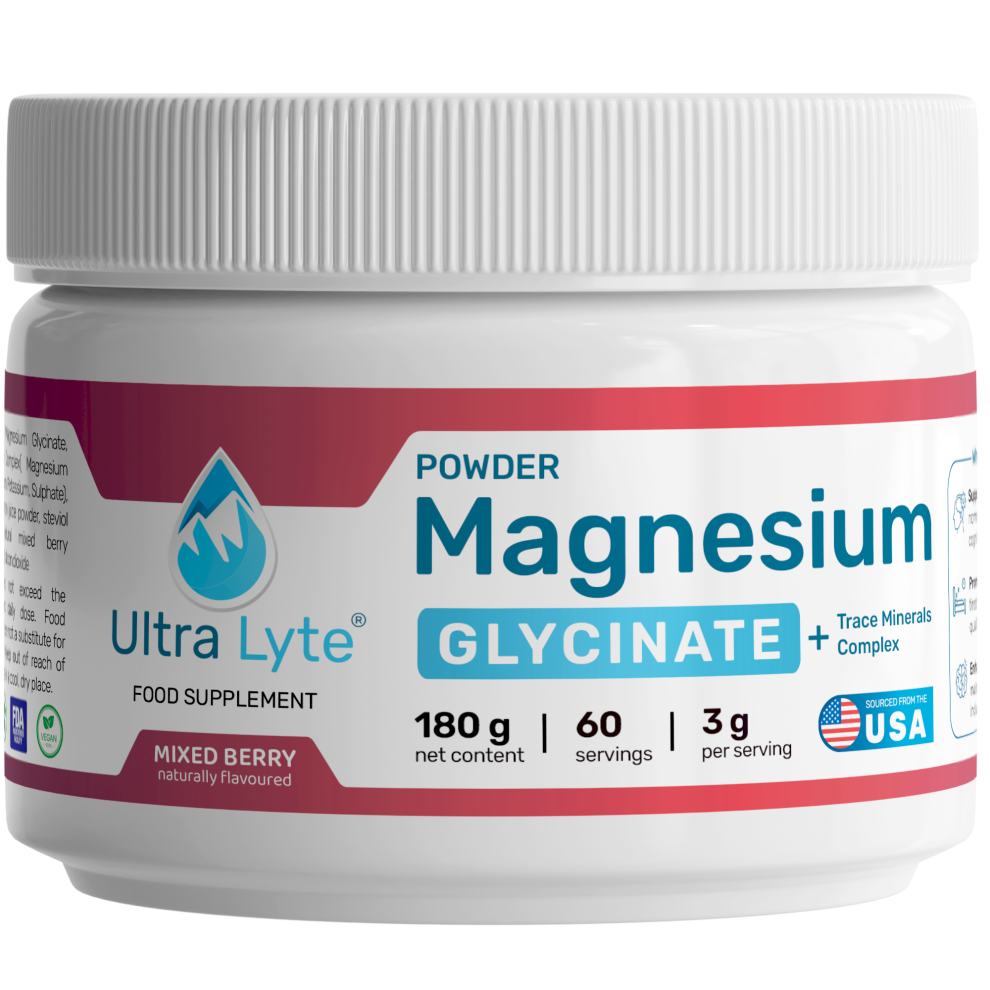 Ultra Lyte Magnesium Glycinate 180G, Mixed Berry - Sugar-Free 200 Mg Magnesium Per Serving, High-Absorption Powder (45 Servings)
