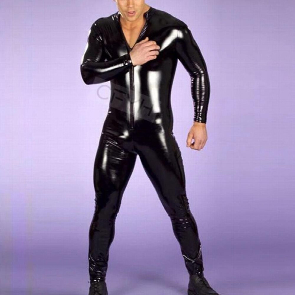 Maxpower Sexy Zipper Men/Women Faux Leather Jumpsuit Erotic Slim Pvc Catsuit Leotard Skeleton Bodysuit Costume Club Wear Outfits