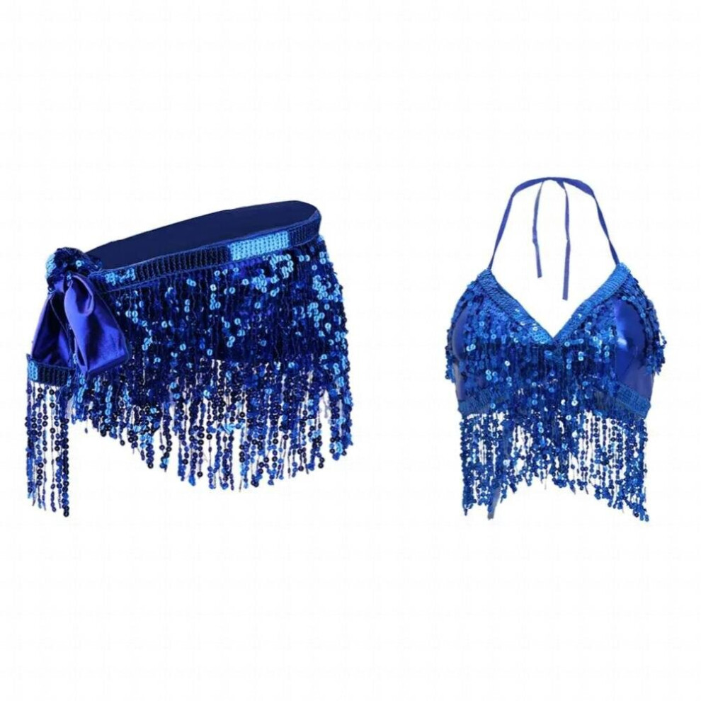 Maxpower Womens Beach Belly Dance Costume Set With Fringe Wrap Skirts Sexy Clubwear