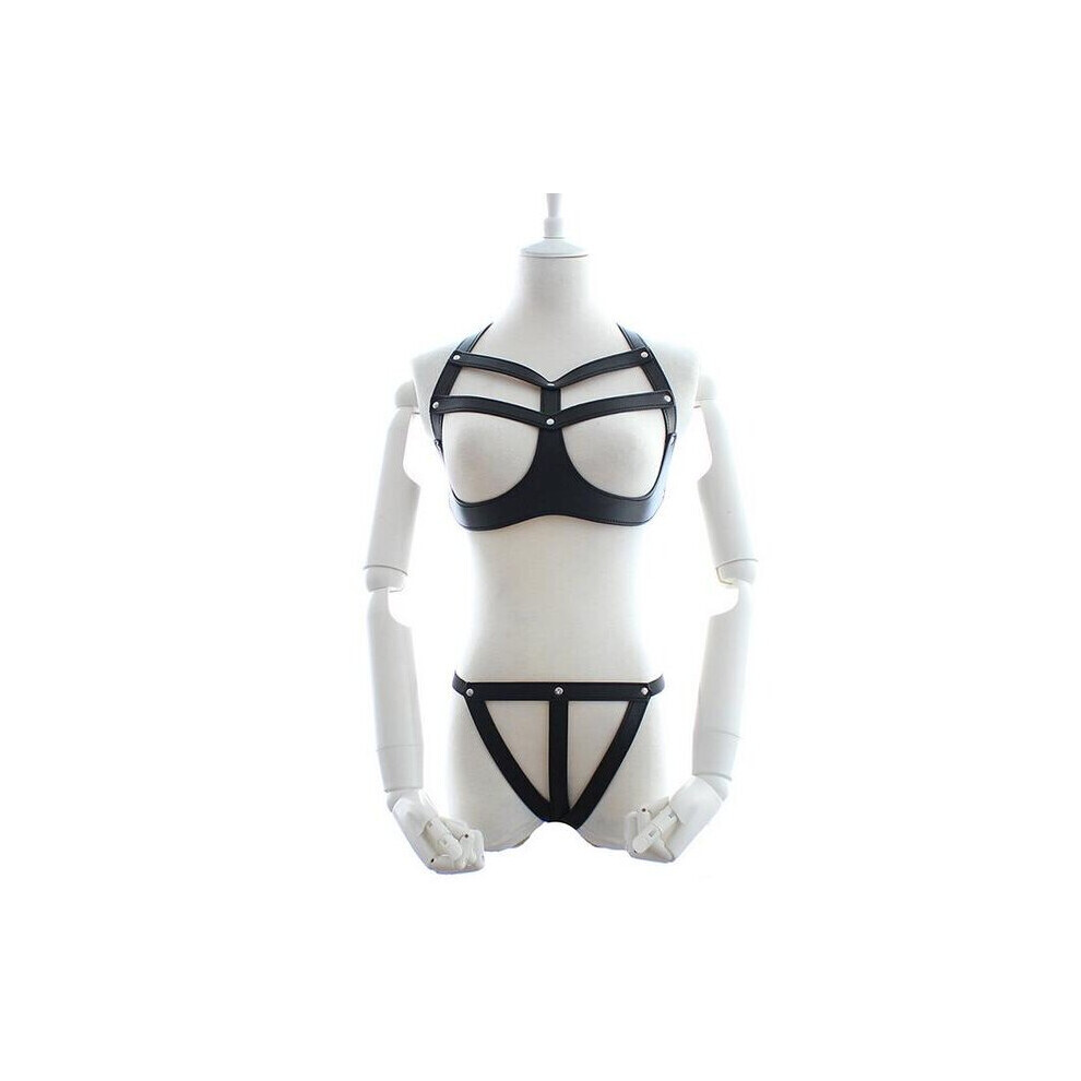 Maxpower Harness Bra Set With An Open Crotch Thong
