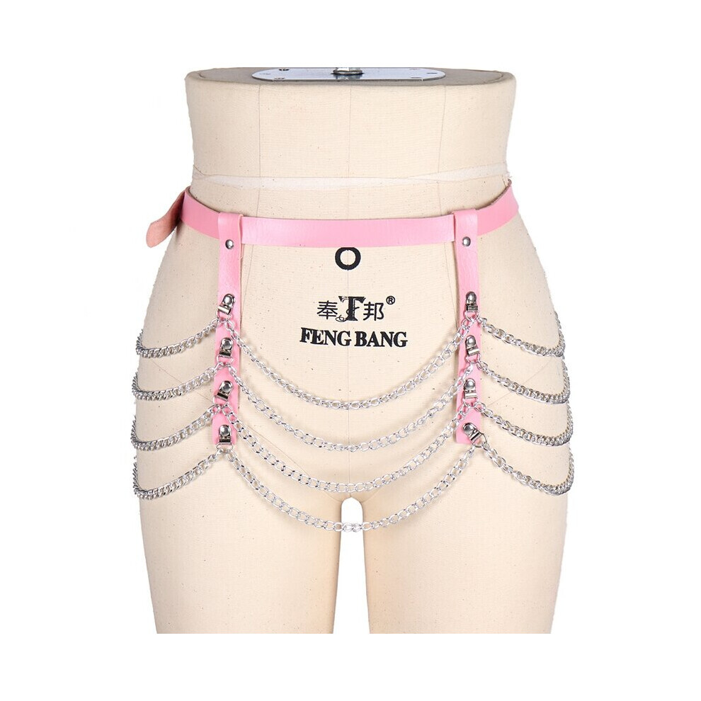 Maxpower Gothic Thigh Bondage Chain Skirt Leather Harness Garter Belts For Women Leg Garter Bdsm Sexy Erotic Lingerie Pole Dance Dress