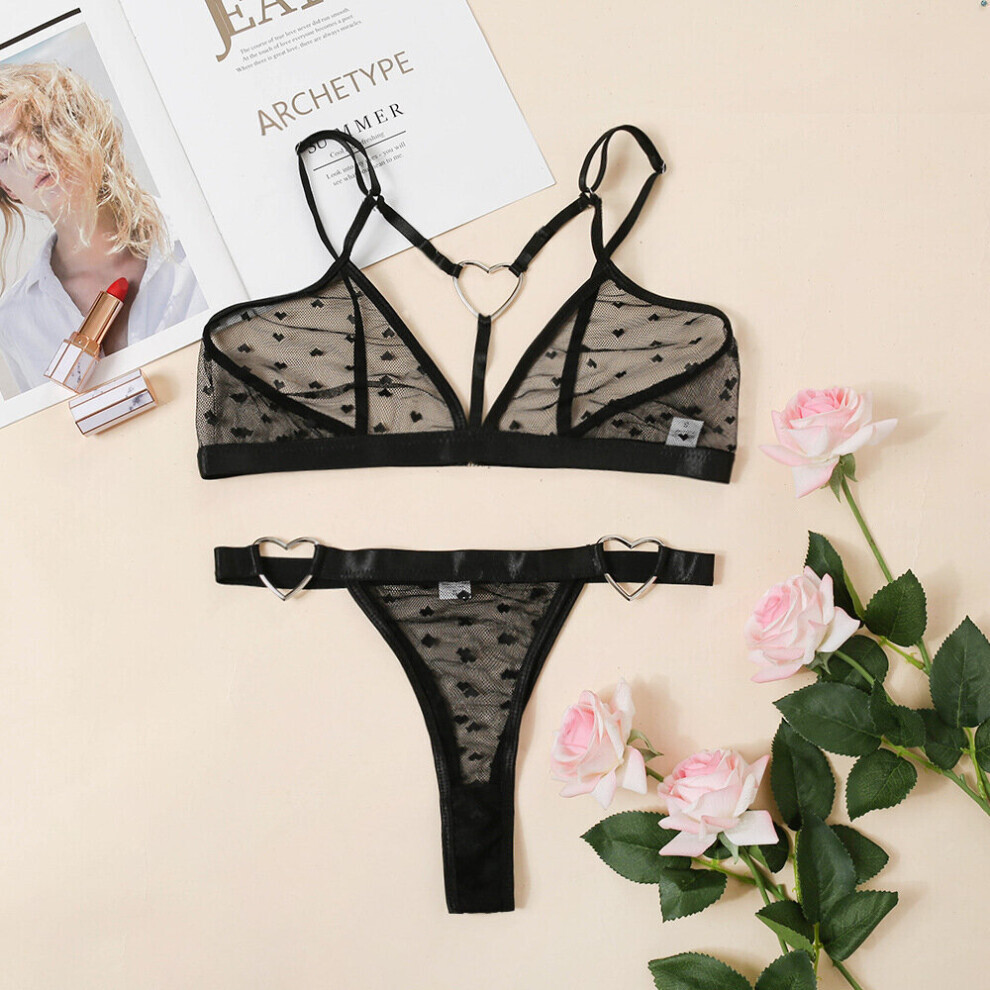 Maxpower Sensual Lingerie Woman Sexy Underwear Set Porn Sex Bra Thong Erotic Costumes See Through Lace Love Heart Hollow Out Exotic Sets