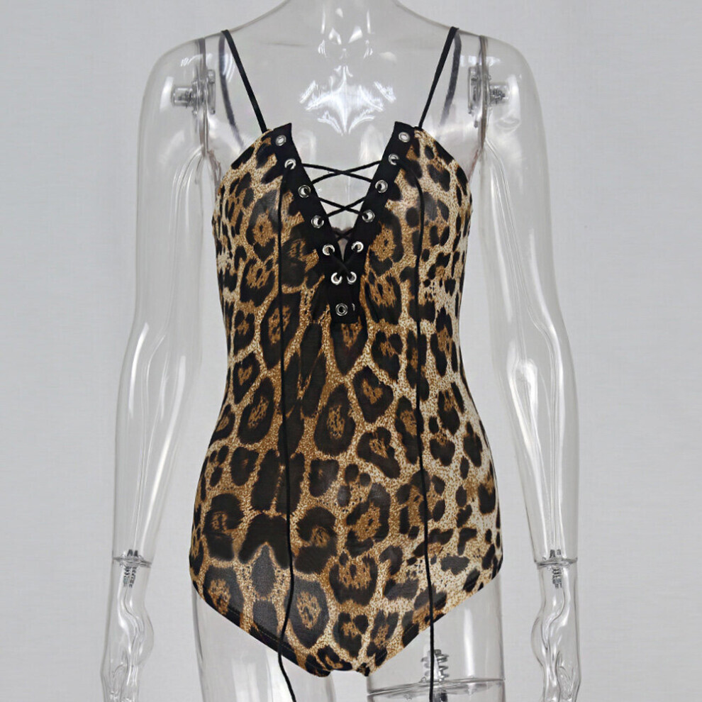 Maxpower Womens Sexy Bodysuit Erotic Catsuit Leopard Lace Bandage Romper Nightwear Sleepwear Lenceria Femenina Sex Costume Suit