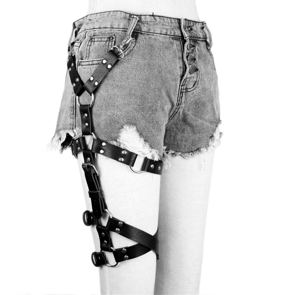 Maxpower Uyee Creative Sexy Harness Cross Adjustable Leather Belts For Women Leg Bondage Garters For Stockings Erotic Belt Lp-049