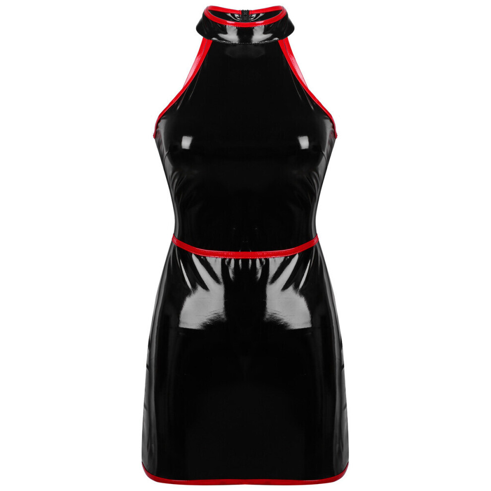 Maxpower Womens Mini Dress Wetlook Evening Party Clubwear Costume Leather Sleeveless Skinny Bodycon Dress For Pole Dance Dresses