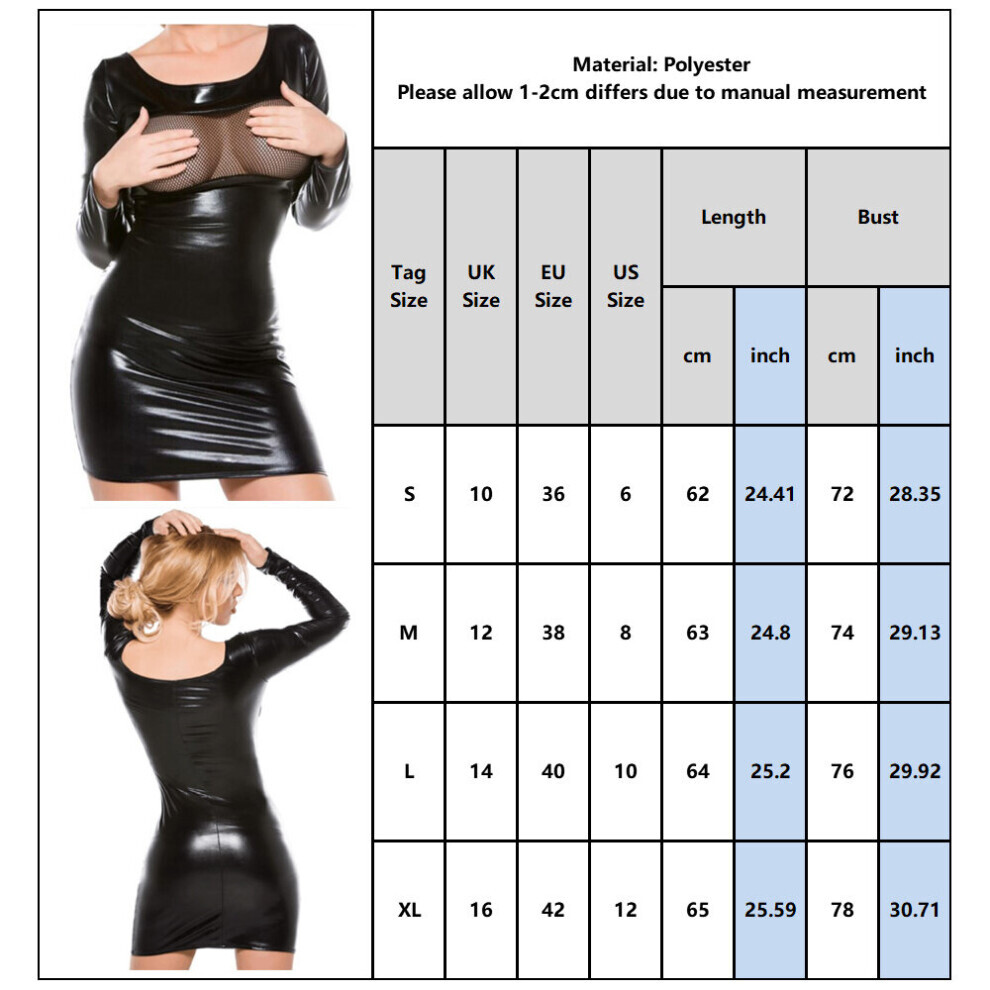 Maxpower Women's Exotic Pu Leather Dress Wet Look Sexy Bodycon Dress Halter Collar Sleeveless Mini Dress Lingerie Latex Dress Clubwear