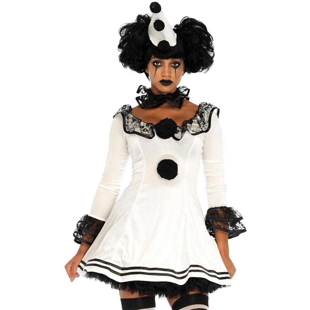 Maxpower White,Black Leg Avenue Women's Leg Avenue Pierrot Clown Medium White Black Pierrot Clown M/L