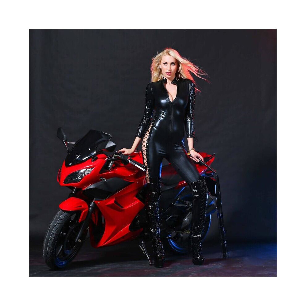 Maxpower 2017 Women Latex Catsuit Wet Look Jumpsuit Pvc Latex Erotic Faux Leather Porn Bodysuit Fetish Gothic Teddy Costume Game Uniforms