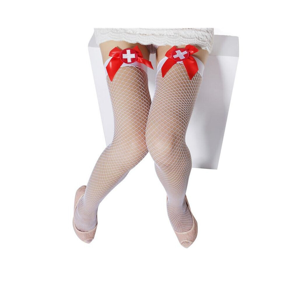 Maxpower Hollow Out Women Sexy Stockings Pantyhose Female Mesh Knee Thigh High Fishnet Stocking Cosplay Nurse Costumes For Sexy Lingerie