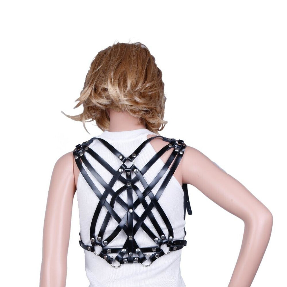 Maxpower Belt Stockings Harness Bra Leather Body Bondage Cage Sculpting Punk Harajuku Harness Bustier Corset Sculpting Chest Waist Belt