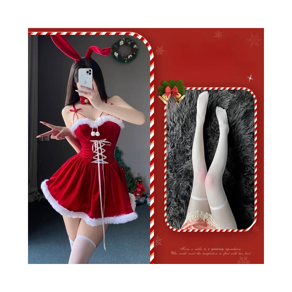 Maxpower Sexy Christmas Dress Sweet Bunny Girl Costume Sexy Lingeries Cosplay New Year Maid Role Play Uniform Party Stage Costume