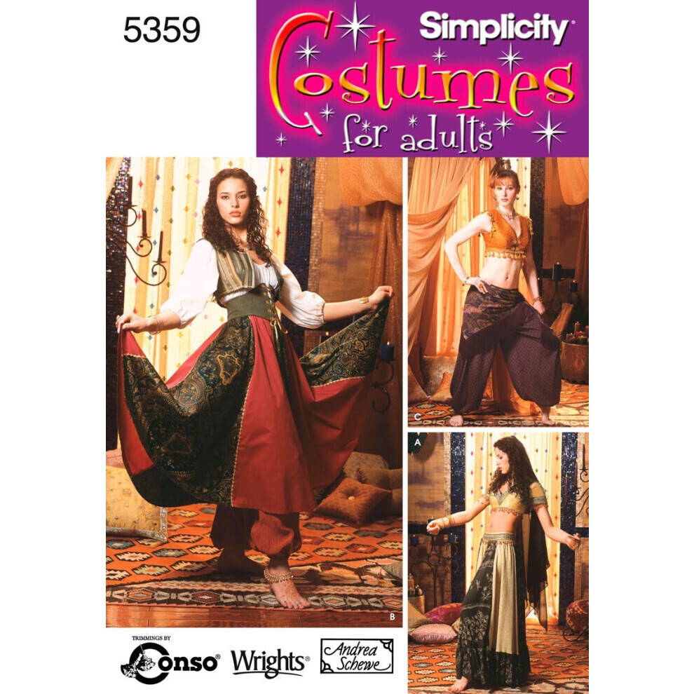 Maxpower Simplicity Women's Gypsy And Belly Dancer Costume Sewing Patterns Sizes 6-12