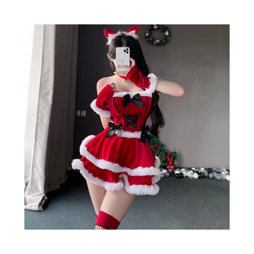 Maxpower Women's Sexy Lingerie Christmas Dress Cosplay Costume For Plush Santa Claus Clothing Sets New Year Xmas Party Costumes New