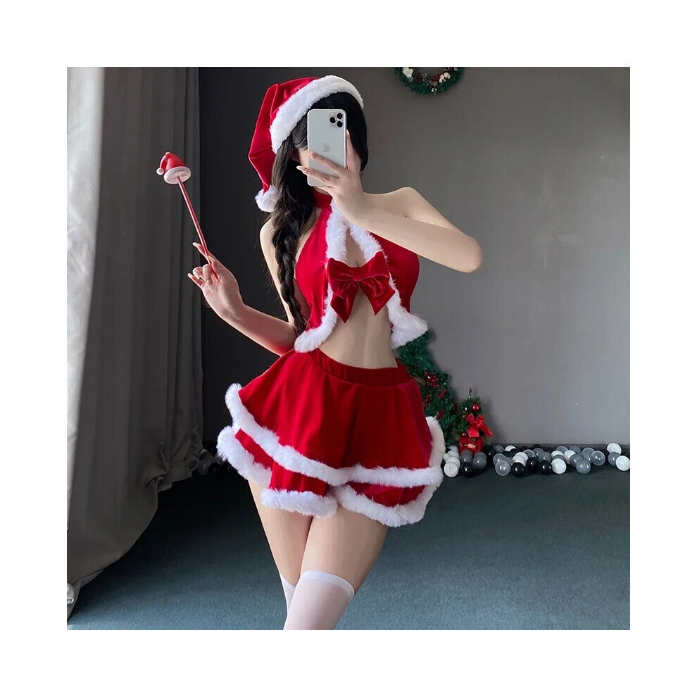 Maxpower Women's Sexy Plush Christmas Dress Pajamas Lingerie Set Erotic Underwear Babydoll Porn Cosplay Christmas Performance Costume