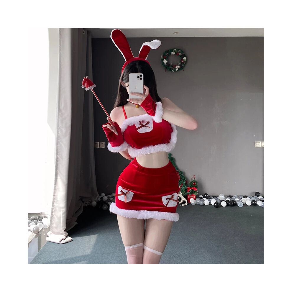 Maxpower (L) Sexy Bunny Girl Cosplay Costumes Women Anime Rabbit Erotic Lingerie Outfits Velvet Christmas Nightclub Maid Roleplay Uniform