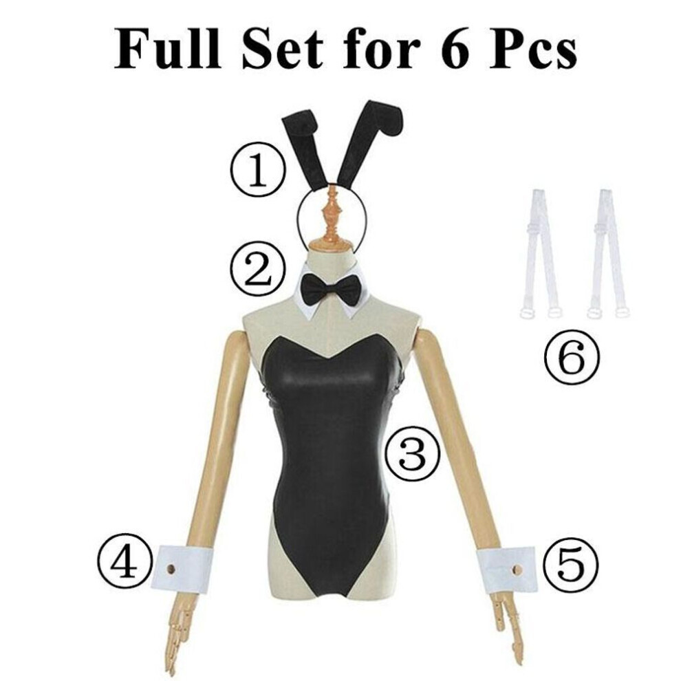 Maxpower (One Size(40-62Kg))) 6 Pcs/ Set Sakurajima Mai Senpai Costume Cosplay Bunny Girl Outfit Japanese Clothing Anime Cosplay Costumes For Women