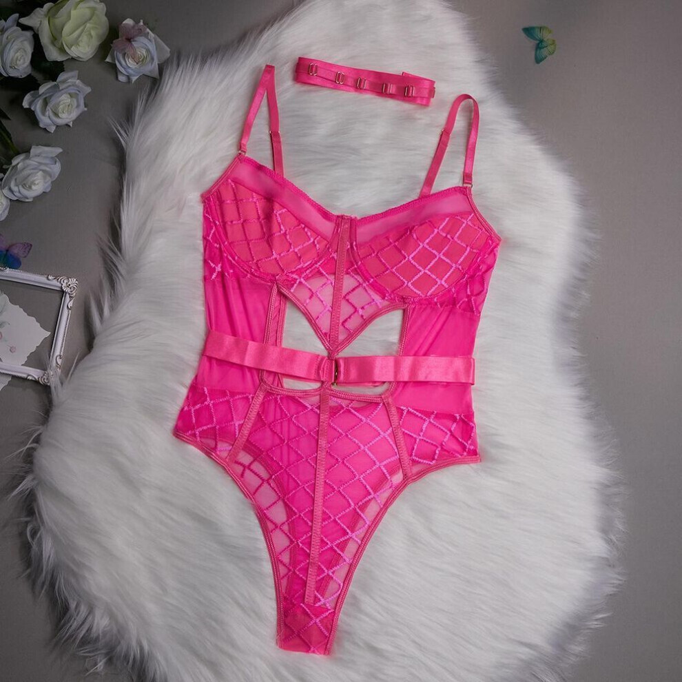 Maxpower Pink ( -M) Erotic Lingerie Mesh See-Through One-Piece