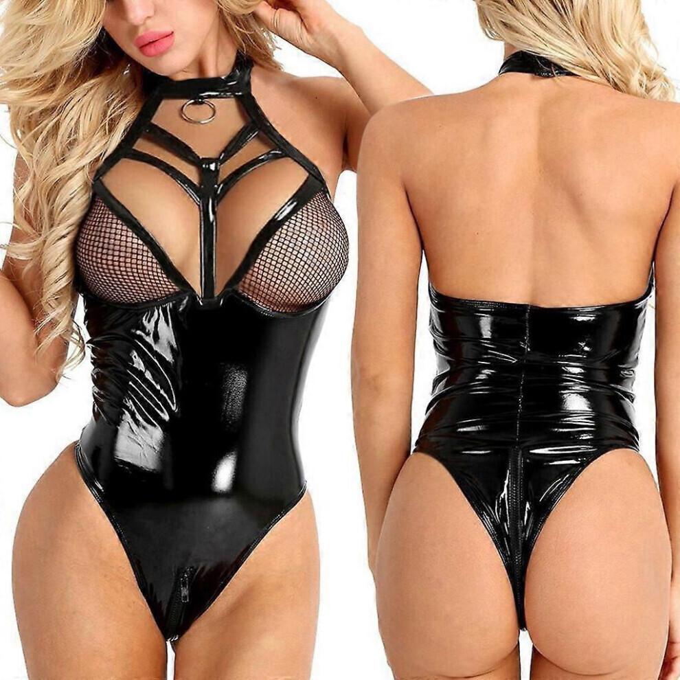 Maxpower (M -One Size) Ladies Sexy Pu Leather Lingerie Erotic Bodysuit Underwear