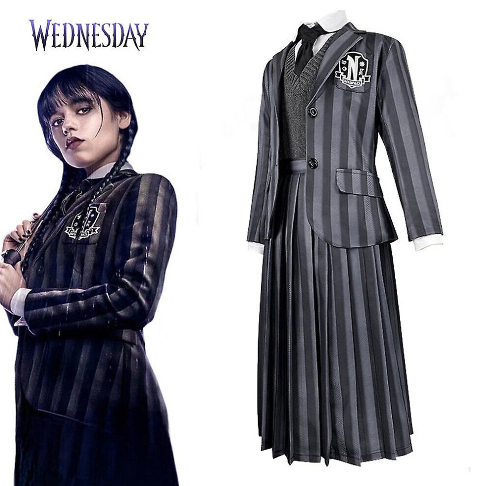 Maxpower Wednesday Addams Deluxe Costume Set Nevermore Academy School Uniform Outfit Women Cosplay Party Fancy Dress Up