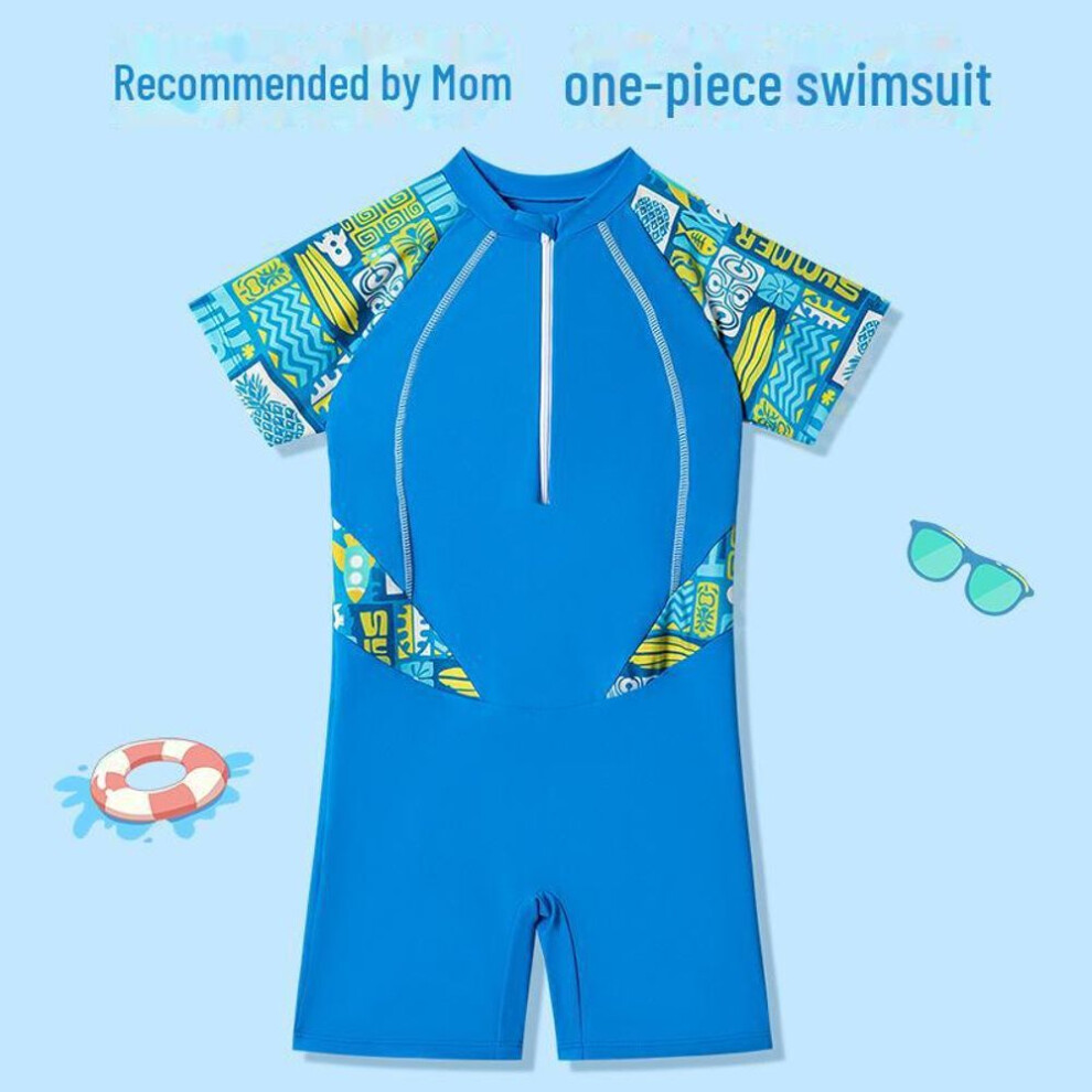 (3XL: Height 120-130cm, Weight 44-52 jin) "boys' Cartoon Round Neck One-piece Swimsuit 2025 - Comfortable Training Swimwear For Kids