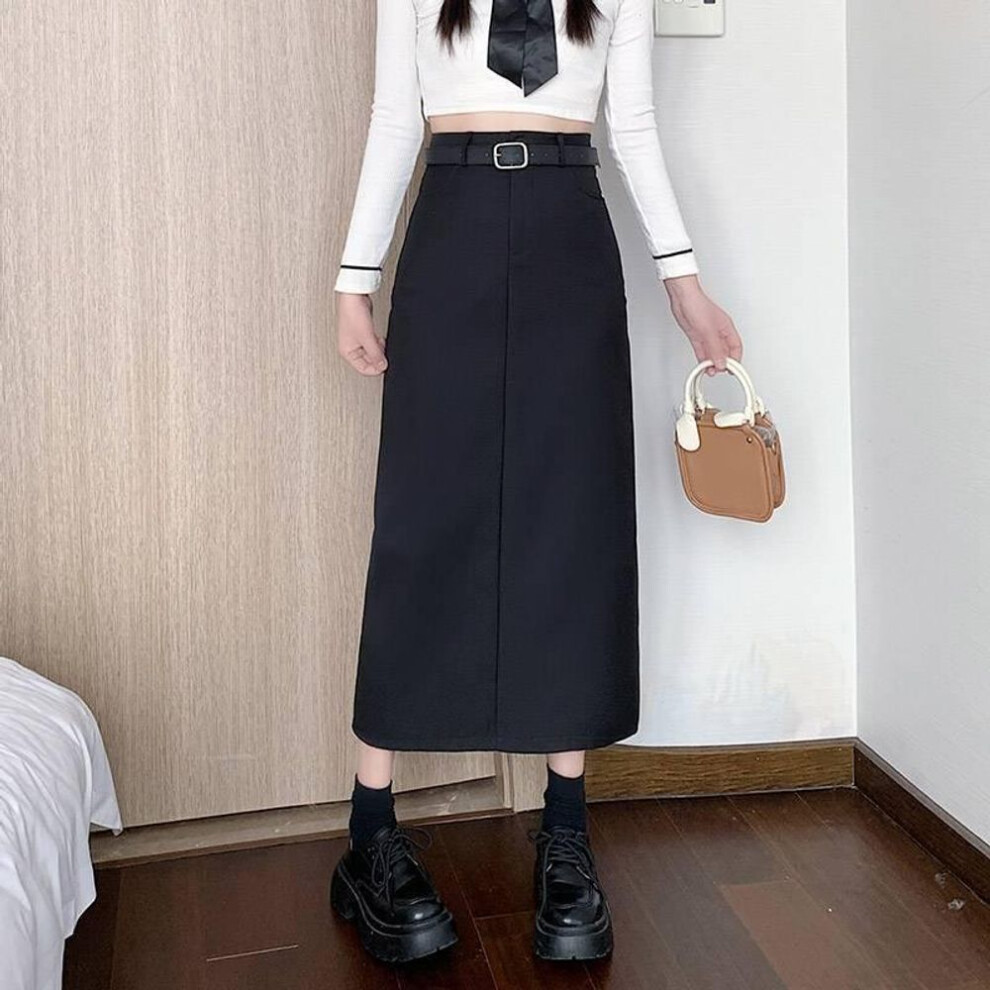 (black, XS) "2023 High-Waist Gray A-Line Skirt for Plus Size Women