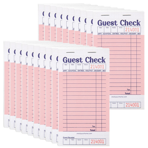 Stock Your Home Rosa Gästcheckböcker för Servitörer (20-pack)
