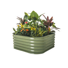 Kit per aiuola rialzata Vego Garden, 17" alta 4 in 1, letti da giardino modulari in metallo, vaso per ortaggi, fiori, erbe, verde oliva