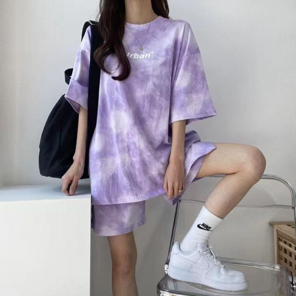 (purple, XXL) 2023 Women's Summer Casual Sports Suits: Trendy Tops and Shorts Two-Piece Set, Small Sizes Available