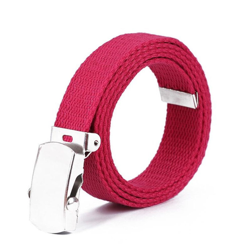 (rose red, 105 cm) "25mm Trendy Canvas Belt for Kids - Thick Rolling Buckle, Universal Fit for Boys