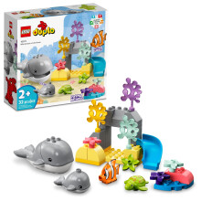 LEGO DUPLO Set 10972 Wilde dieren van de oceaan met walvis- en schildpadzeedierfiguren en speelmat Educatief speelgoed met leuke kleuren voor peuters