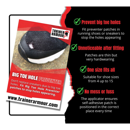 Trainer Armour - Big Toe Hole Preventer  self-Adhesive Patches with a 2