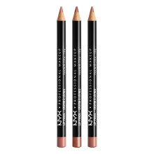 NYX PROFESSIONAL MAKEUP Slim Lip Pencil Delineador labial cremoso de longa durao - pacote de 3 (Peakaboo Neutral Nude Pink Ever)