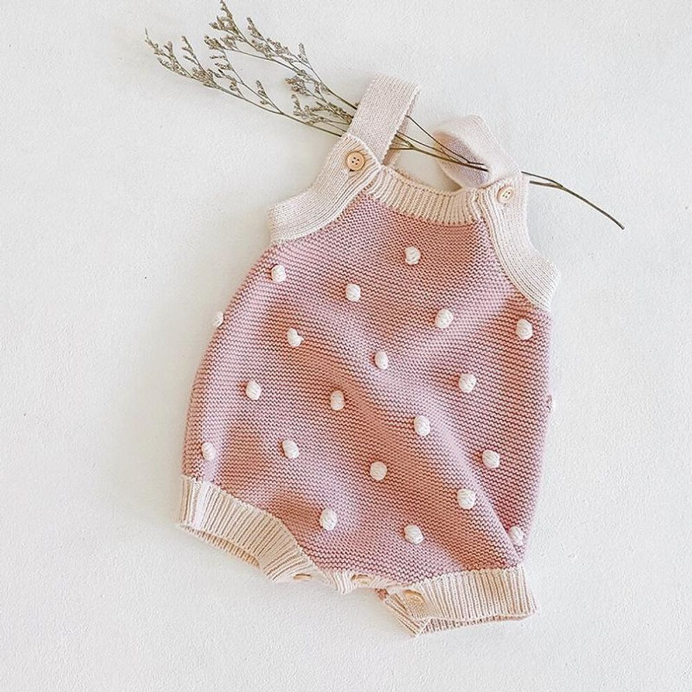 (pink, 90 cm) Autumn Style Handmade Wool Knitted Baby Romper Jumpsuit For Girls