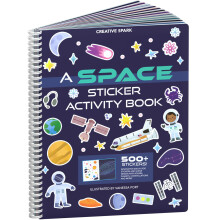 Outer Space Stickers + Coloring Book by Cupkin: Innovative Side by Side Sticker Books - Spiral Binding Lays The Planet Stickers Flat - 500+