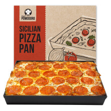 Chef Pomodoro Sicilian Deep Dish Square Pizza Pan 132 x 132 x 15 Inch Nonstick Aluminum Focaccia Crust Dough PreSeasone