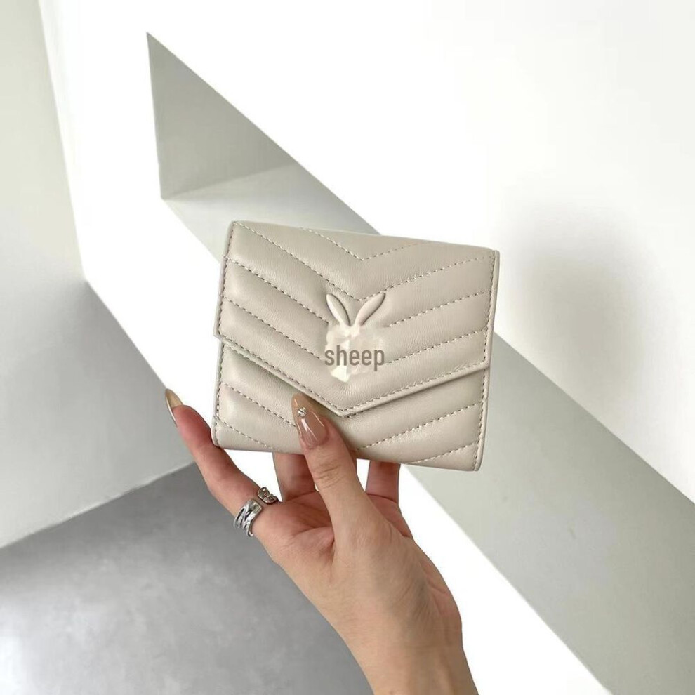 (white) "Large Capacity Genuine Leather Ladies Wallet with Multiple Card Slots, Zipper Pocket, and ID Holder